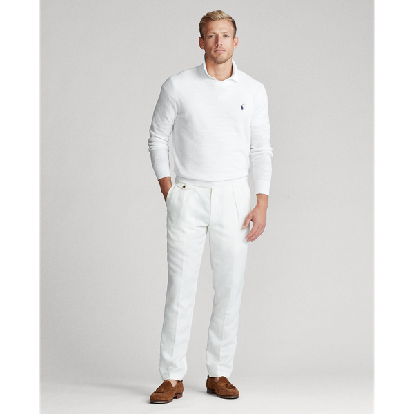 White Cotton-Linen Crewneck Jumper Polo Ralph Lauren 3