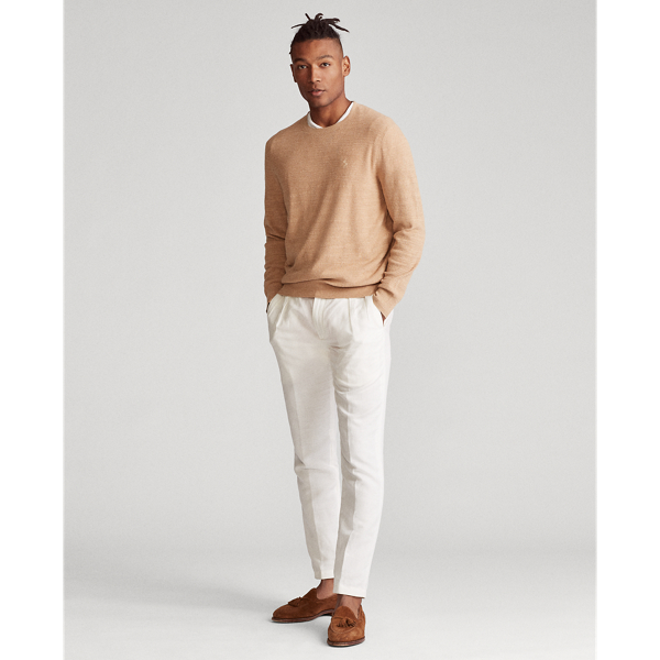 Camel Melange Cotton-Linen Crewneck Jumper Polo Ralph Lauren 3