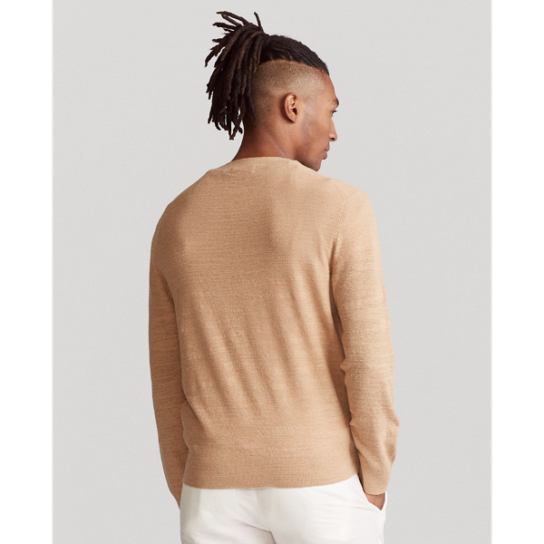 Camel Melange Cotton-Linen Crewneck Jumper Polo Ralph Lauren 4