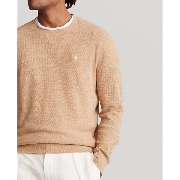 Camel Melange Cotton-Linen Crewneck Jumper Polo Ralph Lauren 5