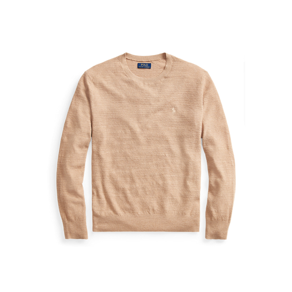 Camel Melange Cotton-Linen Crewneck Jumper Polo Ralph Lauren 2