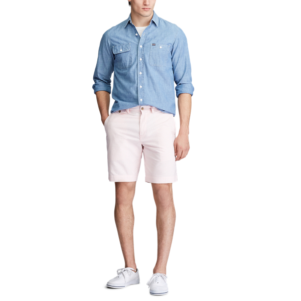 Bath Pink Oxford Stripe Classic Fit Striped Short Polo Ralph Lauren 1