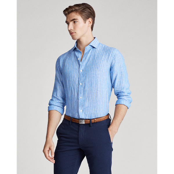4597 Blue Stripe Classic Fit Striped Shirt Polo Ralph Lauren 4