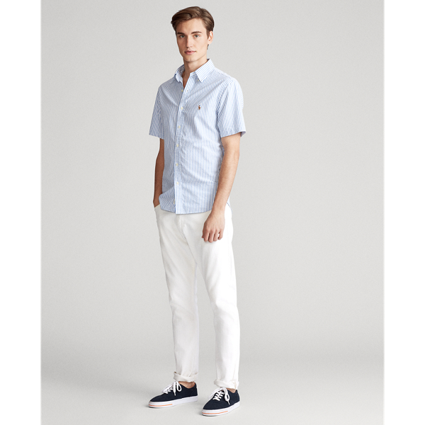 Blue/White Stripe Slim Fit Striped Oxford Shirt Polo Ralph Lauren 3