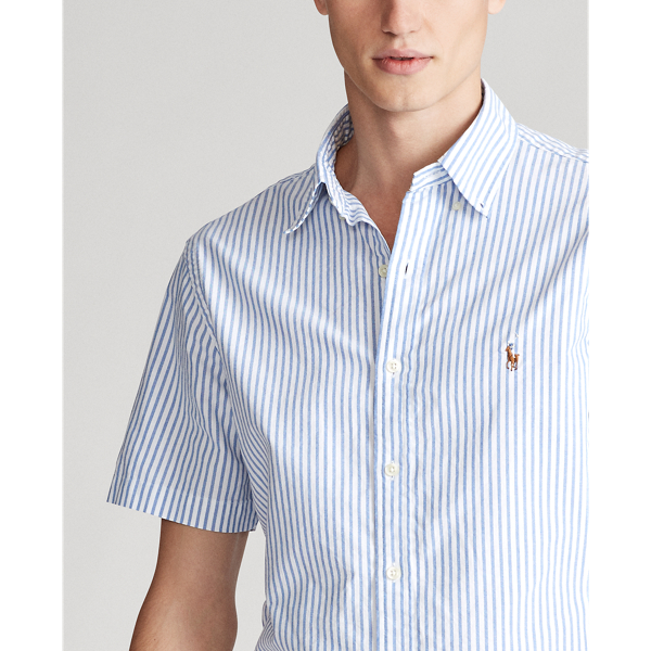 Blue/White Stripe Slim Fit Striped Oxford Shirt Polo Ralph Lauren 5