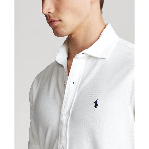 White Custom Slim Fit Mesh Shirt Polo Ralph Lauren 5