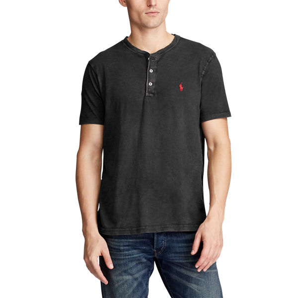 Black Slub Jersey Henley Shirt Polo Ralph Lauren 5