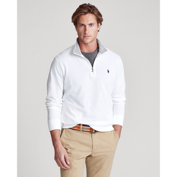 Cotton Mesh Half-Zip Pullover
