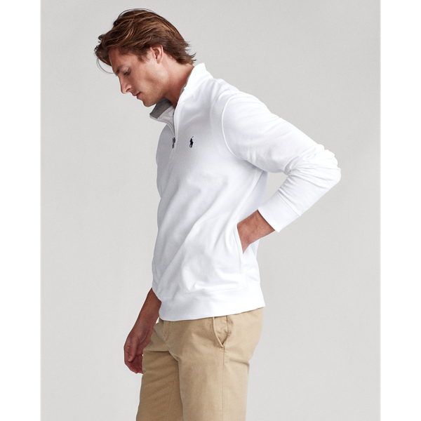 Cotton Mesh Half-Zip Pullover Polo Ralph Lauren em White 4