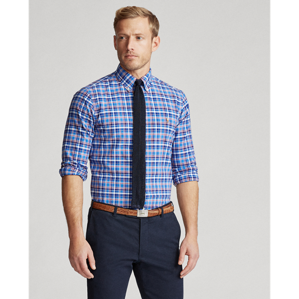 4590 Blue/Red Multi Classic Fit Plaid Oxford Shirt Polo Ralph Lauren 5