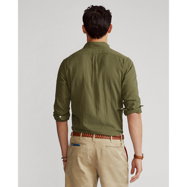 Dense Olive Custom Fit Double-Faced Shirt Polo Ralph Lauren 4