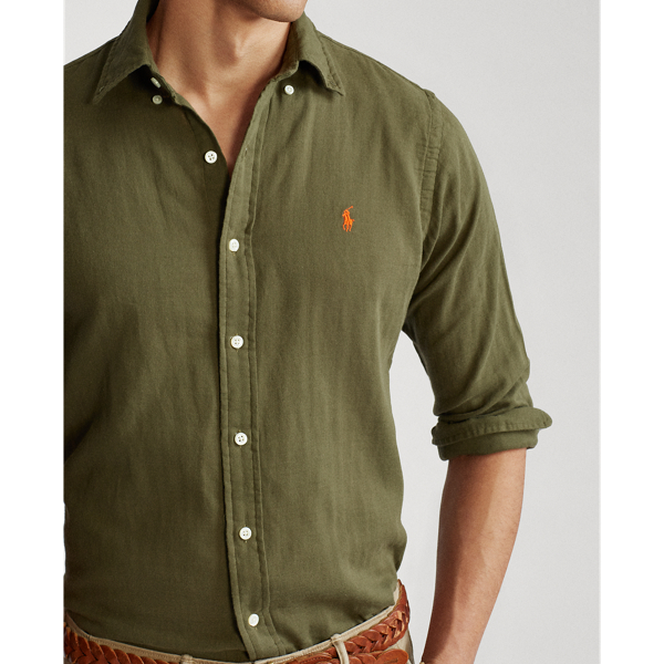 Dense Olive Custom Fit Double-Faced Shirt Polo Ralph Lauren 5