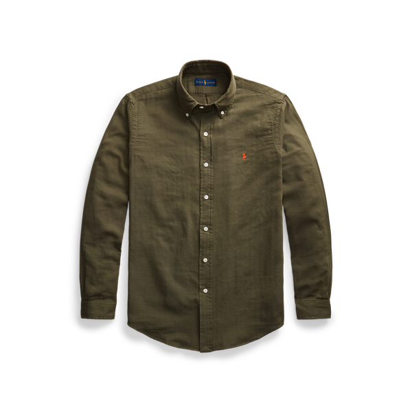 Dense Olive Custom Fit Double-Faced Shirt Polo Ralph Lauren 2