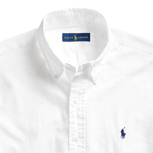 White Custom Fit Seersucker Shirt Polo Ralph Lauren 6