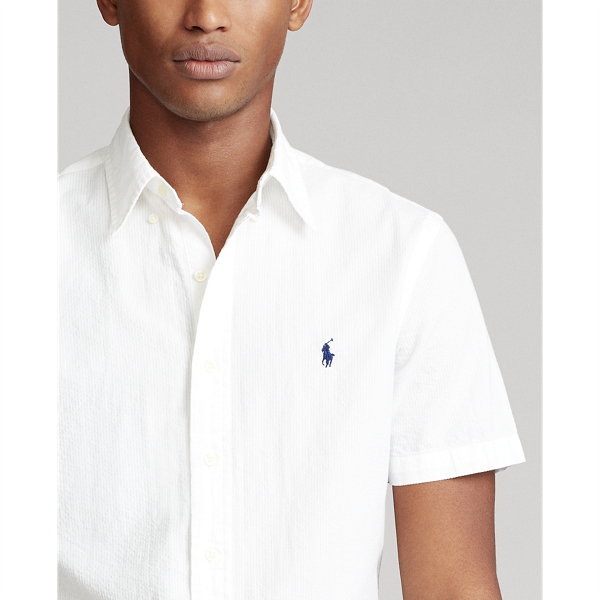 White Custom Fit Seersucker Shirt Polo Ralph Lauren 5