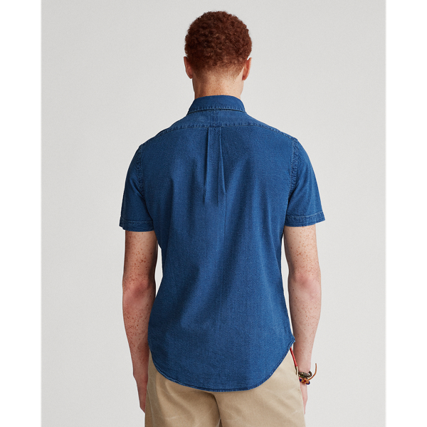 Indigo Custom Fit Seersucker Shirt Polo Ralph Lauren 4