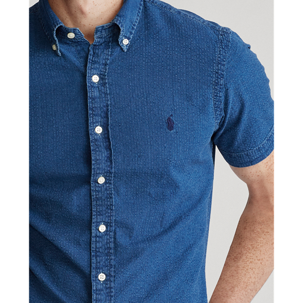 Indigo Custom Fit Seersucker Shirt Polo Ralph Lauren 5