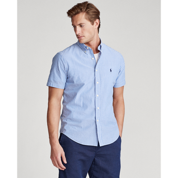 Light Blue/White Custom Fit Seersucker Shirt Polo Ralph Lauren 4