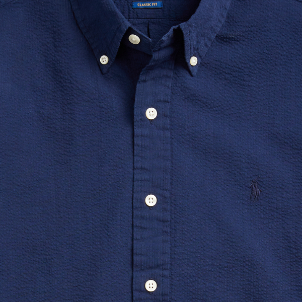 Astoria Navy Slim Fit Seersucker Shirt Polo Ralph Lauren 7