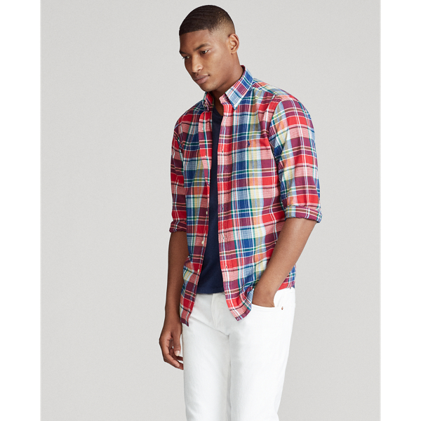 Red/Blue Multi Custom Fit Madras Shirt Polo Ralph Lauren 4