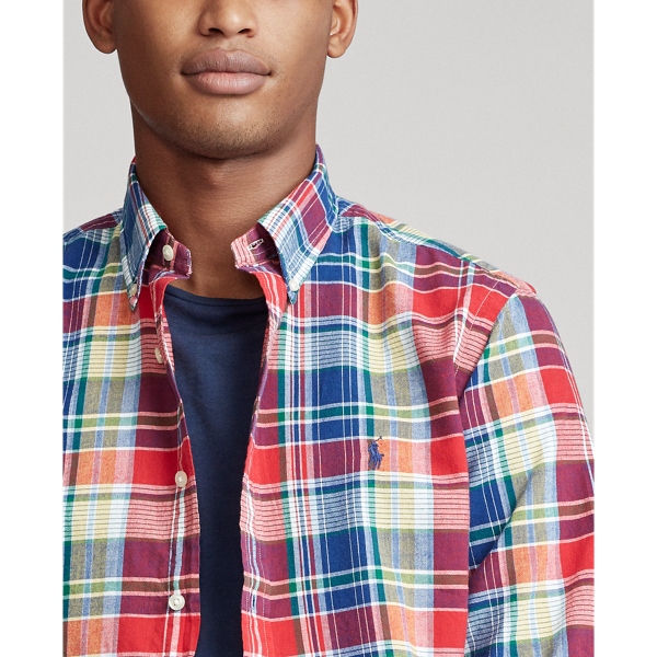 Red/Blue Multi Custom Fit Madras Shirt Polo Ralph Lauren 6
