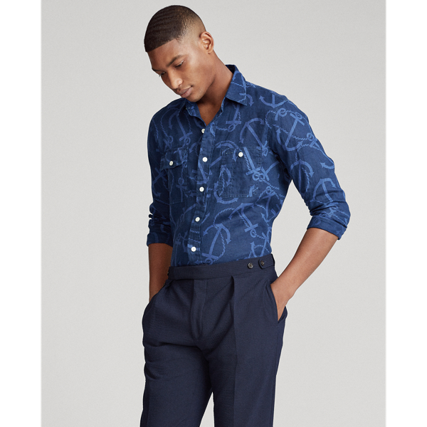 Exploded Anchors Slim Fit Nautical Linen Shirt Polo Ralph Lauren 5