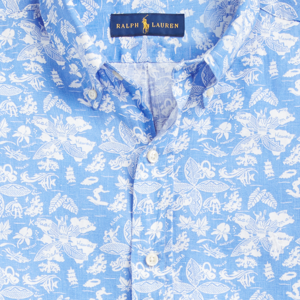 Caribbean Excursions Slim Fit Tropical Linen Shirt Polo Ralph Lauren 7