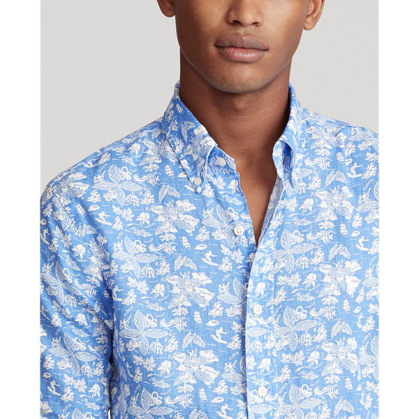 Caribbean Excursions Slim Fit Tropical Linen Shirt Polo Ralph Lauren 6