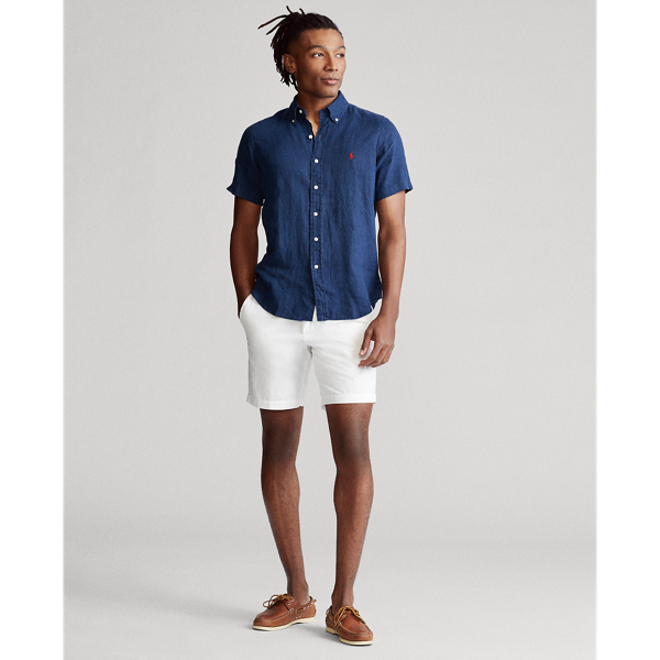 Newport Navy Slim Fit Linen Shirt Polo Ralph Lauren 3