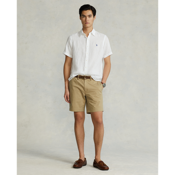 White Slim Fit Linen Shirt Polo Ralph Lauren 4