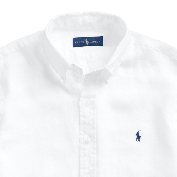 White Slim Fit Linen Shirt Polo Ralph Lauren 8