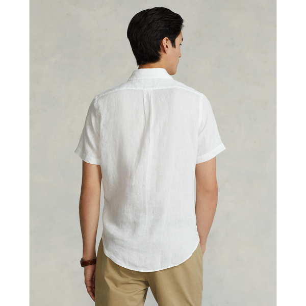 White Slim Fit Linen Shirt Polo Ralph Lauren 6