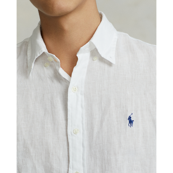 White Slim Fit Linen Shirt Polo Ralph Lauren 7