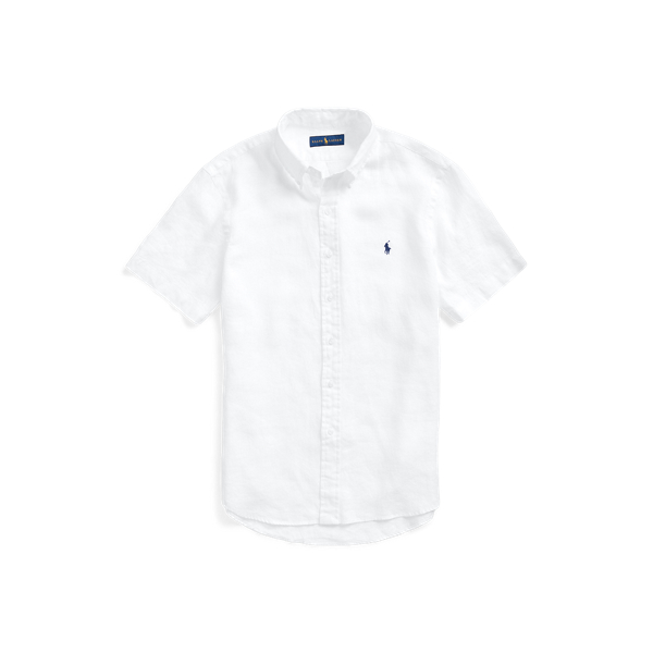 White Slim Fit Linen Shirt Polo Ralph Lauren 2