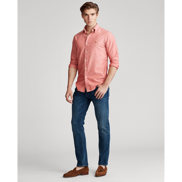Red Slim Fit Chambray Shirt Polo Ralph Lauren 3