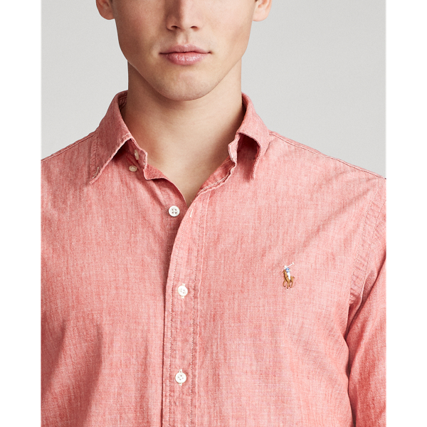 Red Slim Fit Chambray Shirt Polo Ralph Lauren 6