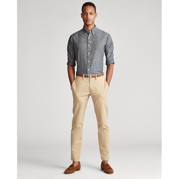 Light Grey Slim Fit Chambray Shirt Polo Ralph Lauren 3