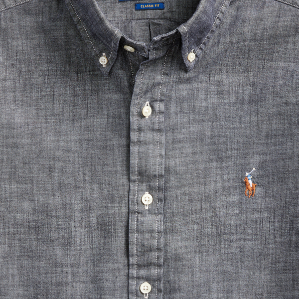 Light Grey Slim Fit Chambray Shirt Polo Ralph Lauren 6