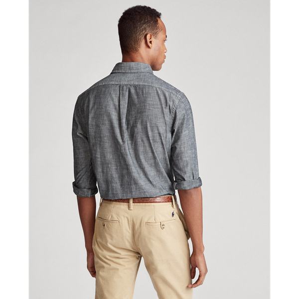 Light Grey Slim Fit Chambray Shirt Polo Ralph Lauren 4
