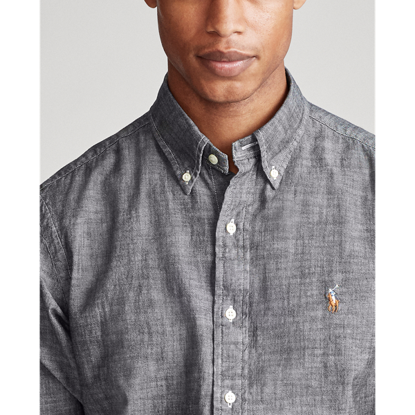 Light Grey Slim Fit Chambray Shirt Polo Ralph Lauren 5
