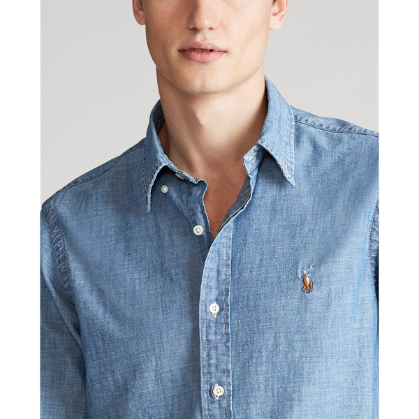 Dark Indigo Slim Fit Indigo Chambray Shirt Polo Ralph Lauren 5