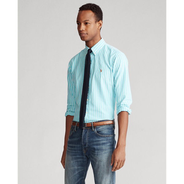Light Blue/White Custom Fit Striped Shirt Polo Ralph Lauren 4