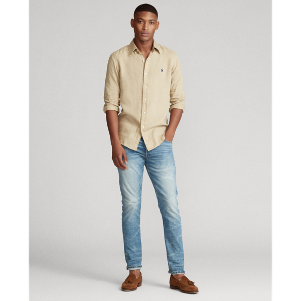 Coastal Beige Slim Fit Linen Shirt Polo Ralph Lauren 3