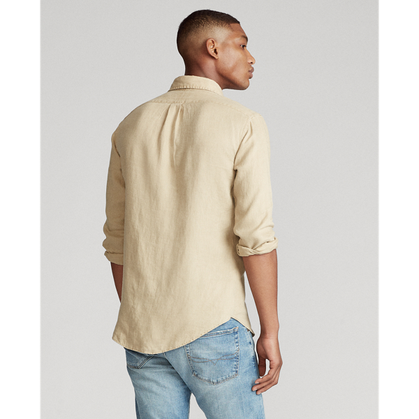 Coastal Beige Slim Fit Linen Shirt Polo Ralph Lauren 5