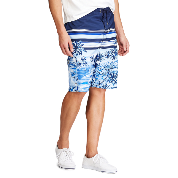 Poolside Scenic Stripes Tropical Kailua Swim Trunk Big & Tall 5