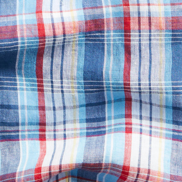 Blue/Cherry Multi Plaid Linen Shirt Big & Tall 7