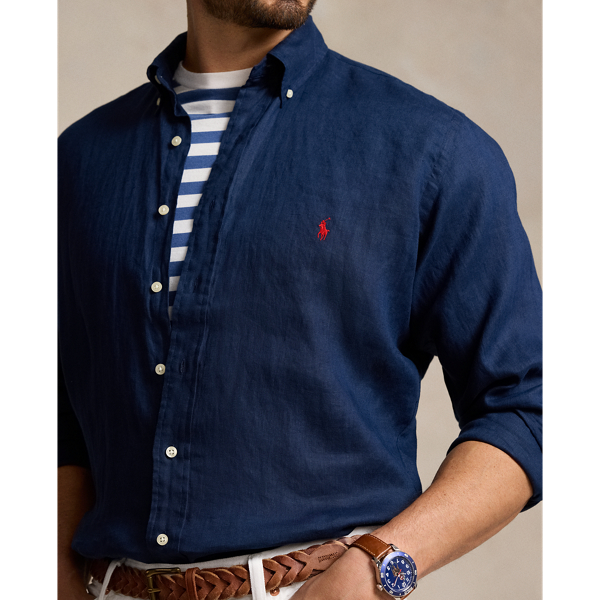 Chemise en lin léger Big & Tall en Bleu marine Newport 6