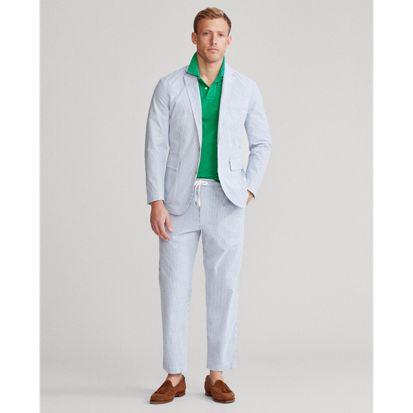 Bright Blue/White Seersucker Suit Jacket Polo Ralph Lauren 4
