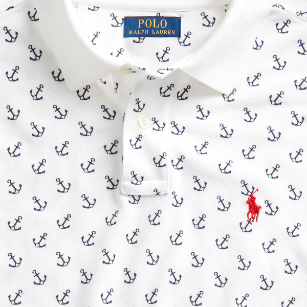 White Classic Anchor Print Custom Slim Fit Anchor Polo Polo Ralph Lauren 6
