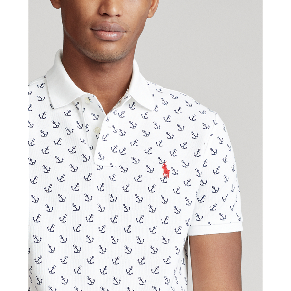 White Classic Anchor Print Custom Slim Fit Anchor Polo Polo Ralph Lauren 5